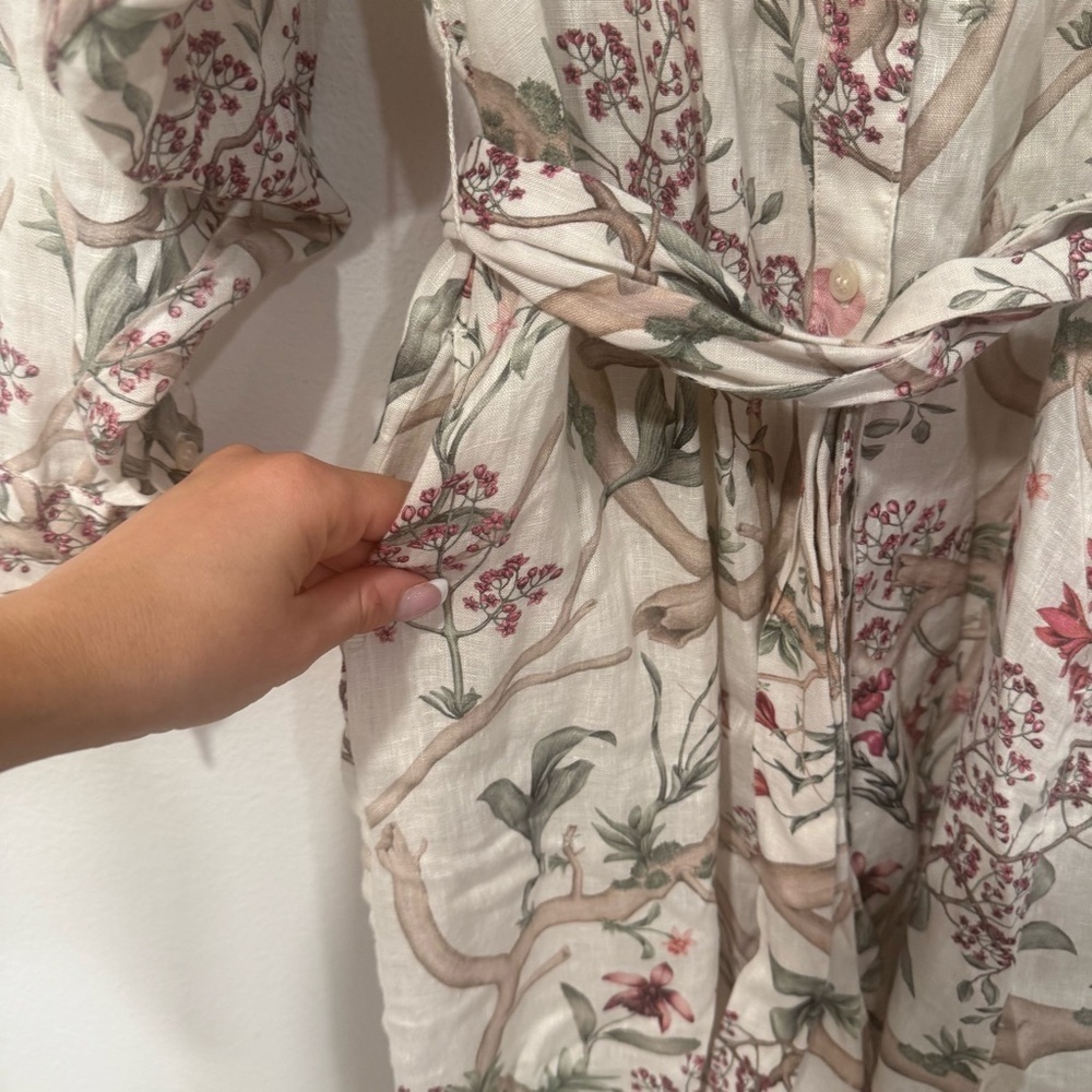 Johanna Ortiz x H&M White Orchid Floral Linen Shirt Dress XS - Picture 6 of 9
